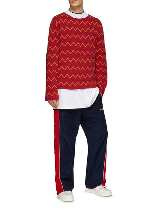 Figure View - Click To Enlarge - ACNE STUDIOS - Zig-Zag Patterned Jacquard Wool Blend Boat Neck Sweater