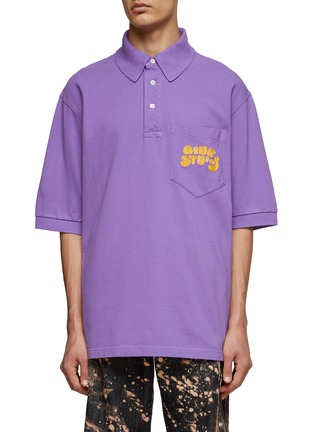 Main View - Click To Enlarge - ACNE STUDIOS - CHAIN STITCH EMBROIDERY CHEST POCKET PIQUE POLO SHIRT
