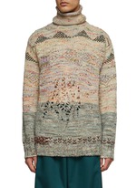 Jacquard Loose Fit Turtleneck Sweater 