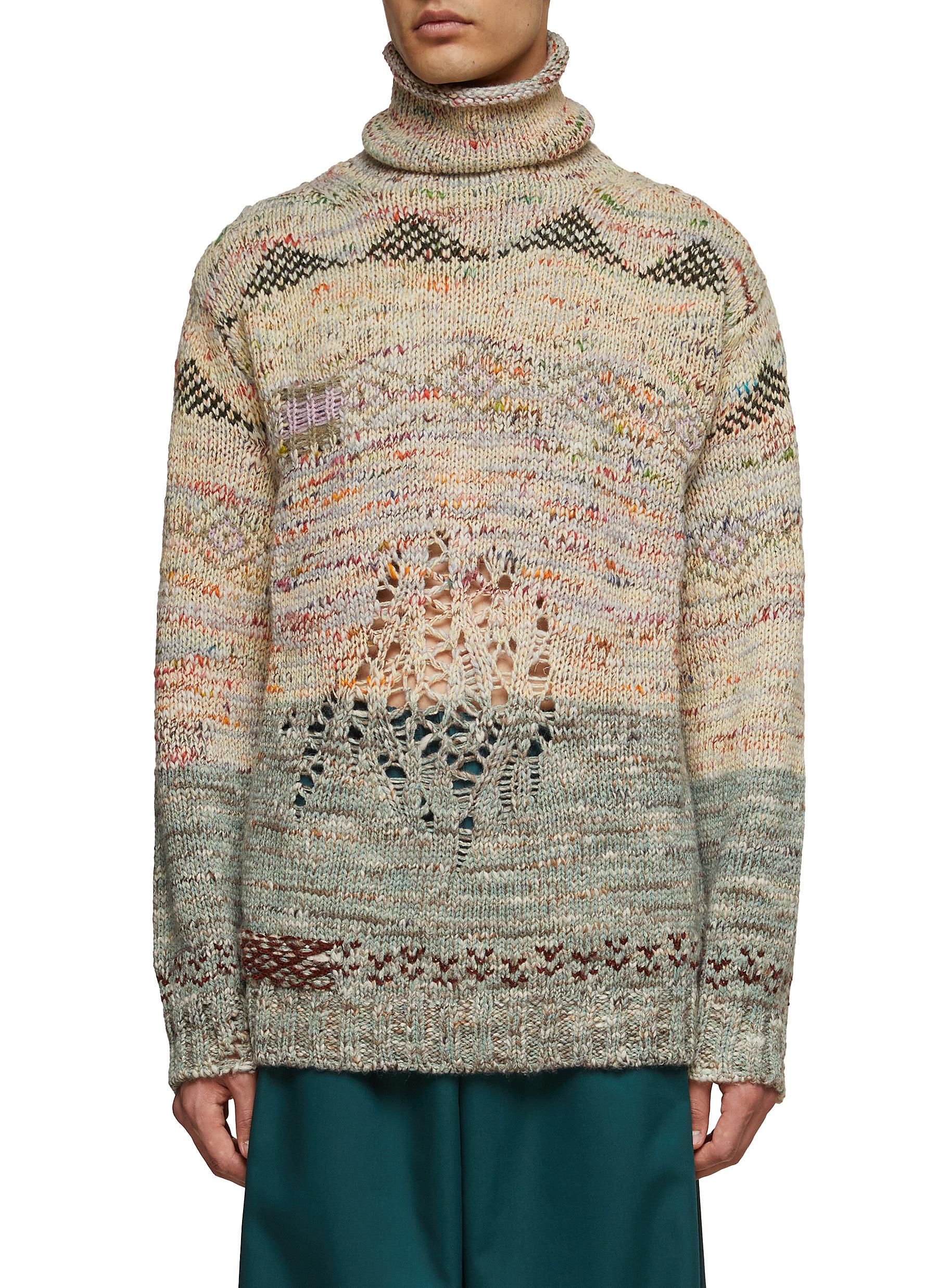 Jacquard Loose Fit Turtleneck Sweater 