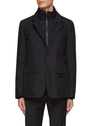 Main View - Click To Enlarge - HERNO - ZIP FRONT HIGH NECK SINGLE BREASTED BLAZER