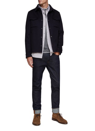 Figure View - Click To Enlarge - HERNO - SNAP FRONT CHEST FLAP POCKET BRUSHED WOOL CASHMERE BLEND LINED SHIRT JACKET
