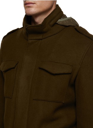 Detail View - Click To Enlarge - HERNO - HIDDEN ZIP AND SNAP FRONT FOLD AWAY HOOD DOUBLE BOILED FIELD JACKET
