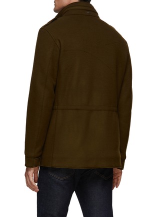 Back View - Click To Enlarge - HERNO - HIDDEN ZIP AND SNAP FRONT FOLD AWAY HOOD DOUBLE BOILED FIELD JACKET