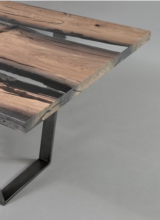 Detail View - Click To Enlarge - ALCAROL - Wetland Streams Wood Clear Resin Steel Dining Table