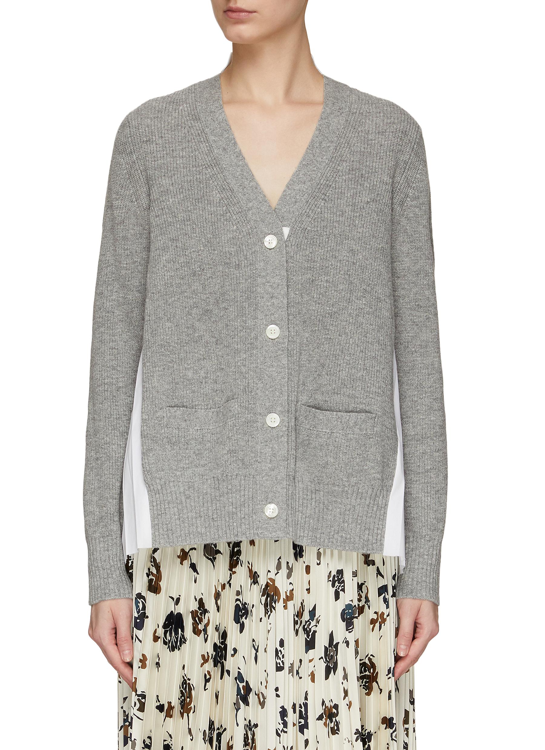 SACAI | Pleated Back Wool Knit Cardigan | Women | Lane Crawford