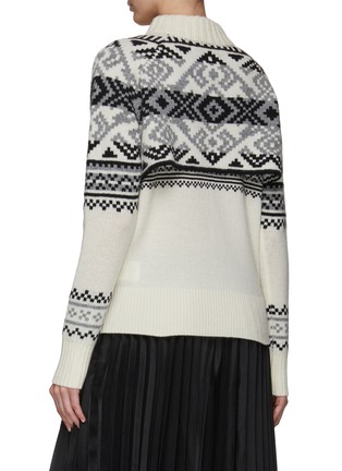 Back View - Click To Enlarge - SACAI - Ribbed Mock Neck Wool Blend Fair Isle Pullover