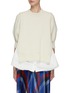 Main View - Click To Enlarge - SACAI - Knit Front Raw Hem Denim Pullover