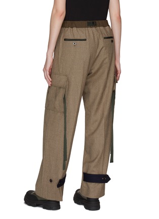 Back View - Click To Enlarge - SACAI - BELTED HIGH RISE RELAXED FIT STRAIGHT LEG PANTS