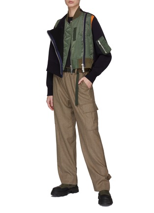 Figure View - Click To Enlarge - SACAI - BELTED HIGH RISE RELAXED FIT STRAIGHT LEG PANTS