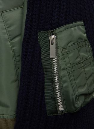  - SACAI - Ribbed Wool Blend Knit Wrap Front Nylon Bomber Jacket