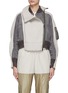 Main View - Click To Enlarge - SACAI - CROPPED ZIP UP NYLON TWILL WOOL KNIT BLOUSON