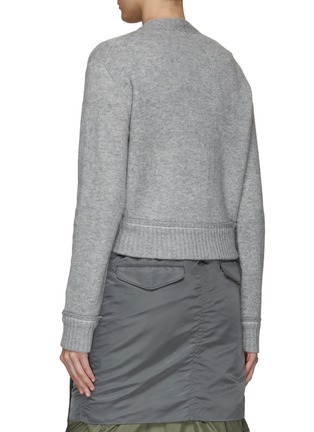 Back View - Click To Enlarge - SACAI - ‘S’ Stud Ribbed Trim Cashmere Blend Cardigan