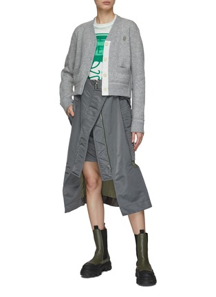 Figure View - Click To Enlarge - SACAI - ‘S’ Stud Ribbed Trim Cashmere Blend Cardigan