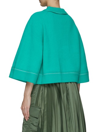 Back View - Click To Enlarge - SACAI - ‘S’ Stud Bell Quarter Sleeve Cashmere Blend Pullover