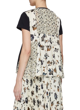 Back View - Click To Enlarge - SACAI - FLOWER PRINT PANEL COTTON JERSEY T-SHIRT