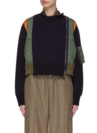 Main View - Click To Enlarge - SACAI - Bomber Sleeve Wrap Front Zip-Up Jacket