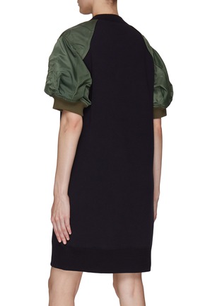 Back View - Click To Enlarge - SACAI - Puffed Bomber Short Sleeve Crewneck Dress