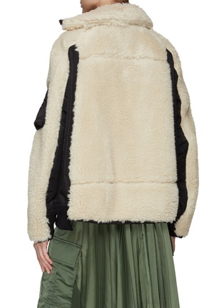 Back View - Click To Enlarge - SACAI - OVERSIZE FAUX SHEARLING NYLON TWILL BLOUSON