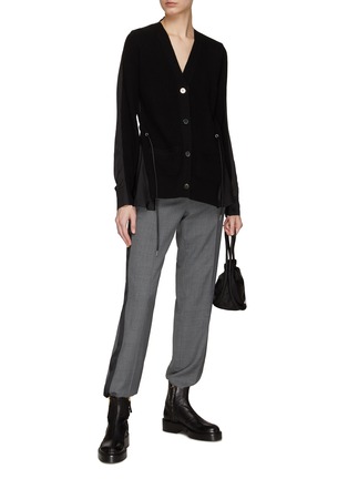 Figure View - Click To Enlarge - SACAI - Drawstring Waist Side Stripe Pleated Suit Pants