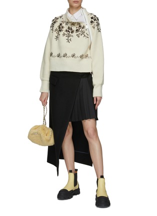 Figure View - Click To Enlarge - SACAI - Studded Flower Pattern Wool Knit Pullover