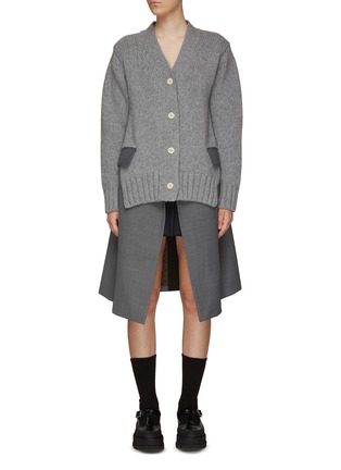 Main View - Click To Enlarge - SACAI - SUITING HYBRID KNITTED DRESS
