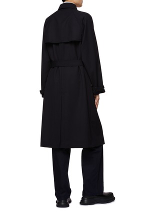 Back View - Click To Enlarge - PRADA - BELTED DOUBLE BREASTED WOOL GABARDINE COAT