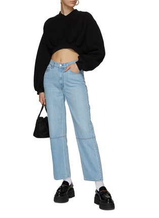 Figure View - Click To Enlarge - MOTHER - ‘SNACKS’ HIGH RISE SEAMED DETAIL STRAIGHT LEG DENIM JEANS