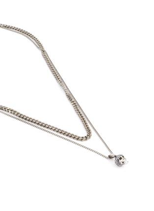 Detail View - Click To Enlarge - ALEXANDER MCQUEEN - DOUBLE CHAIN PAVE SKULL CHARM NECKLACE