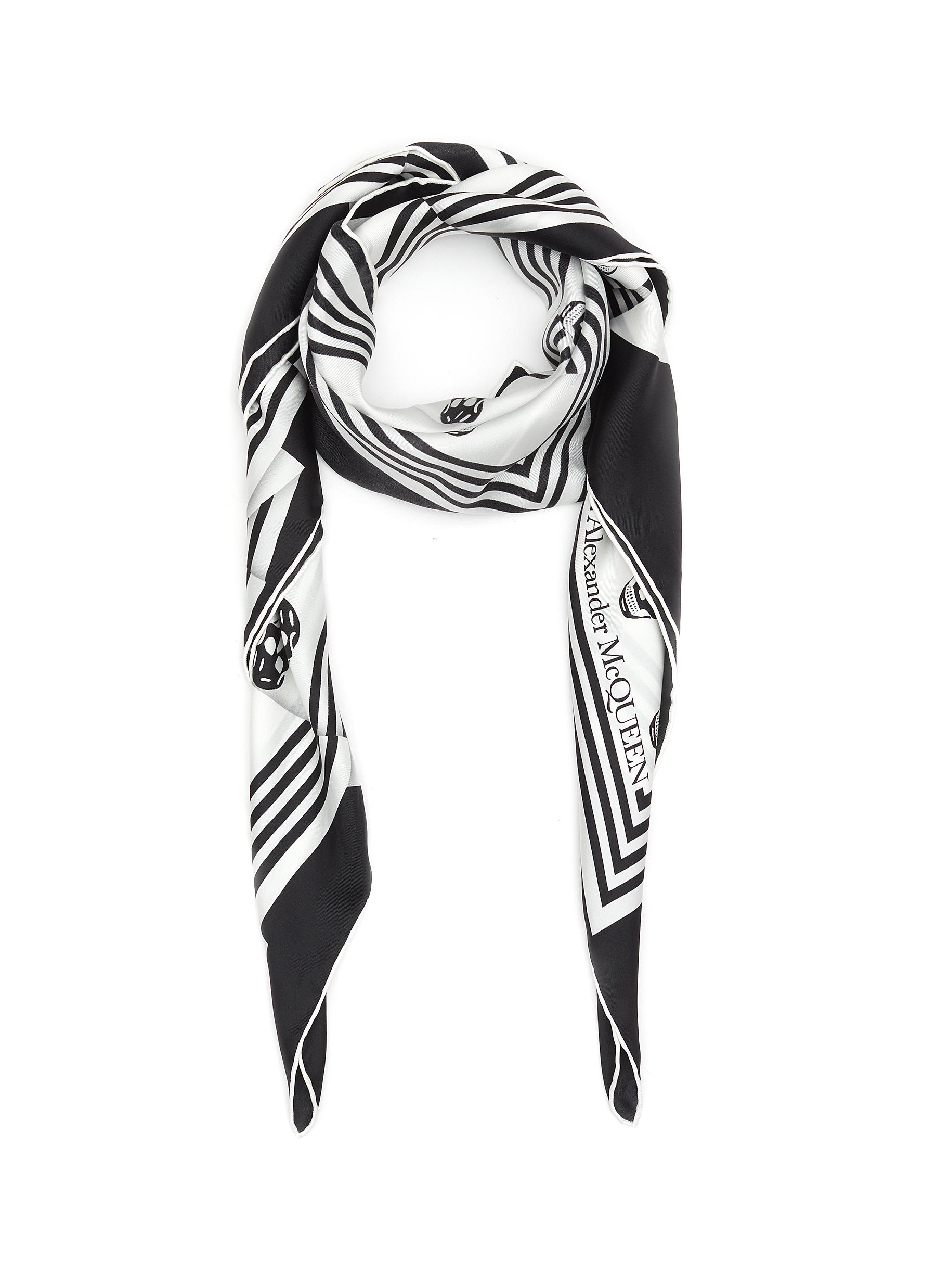 Alexander McQueen Biker Skull-print Silk Scarf in Black Womens Accessories Scarves and mufflers 