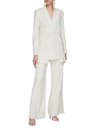 Figure View - Click To Enlarge - SIMKHAI - ‘LIZZIE’ SARTORIAL PLEATED DOUBLE BREASTED CREPE BLAZER
