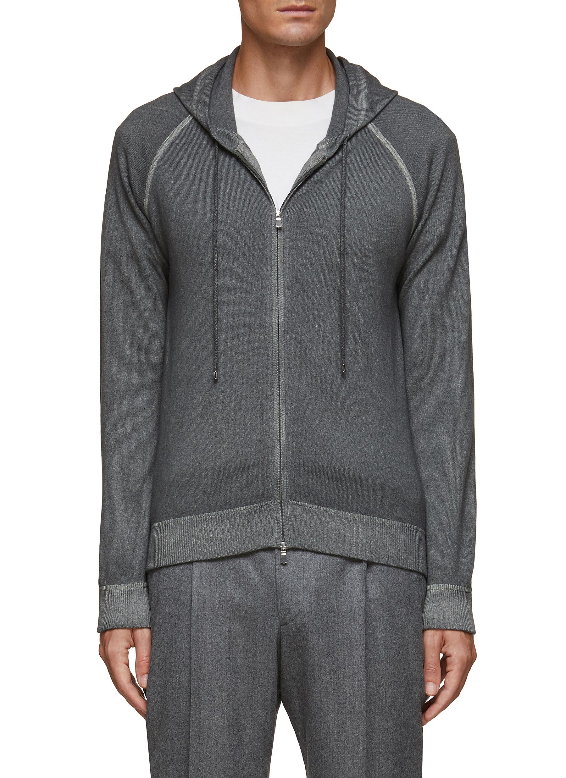 Equil Drawstring Garment Dyed Zip Up Hoodie In Grey ModeSens