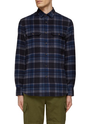 Main View - Click To Enlarge - BRUNELLO CUCINELLI - Double Chest Pocket Buffalo Check Flannel Shirt