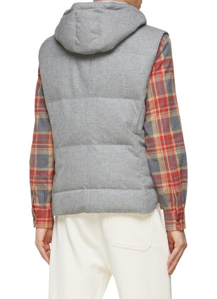 Back View - Click To Enlarge - BRUNELLO CUCINELLI - Hooded High Neck Snap Buttoned Quilted Wool Blend Vest
