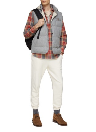 Figure View - Click To Enlarge - BRUNELLO CUCINELLI - Hooded High Neck Snap Buttoned Quilted Wool Blend Vest