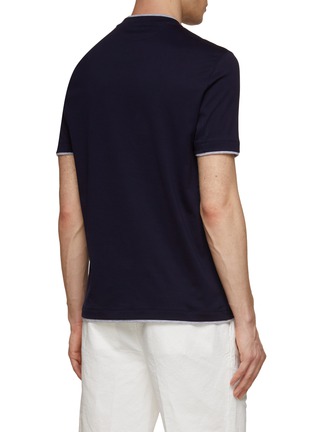 Back View - Click To Enlarge - BRUNELLO CUCINELLI - Double Layer Cotton Logo T-Shirt