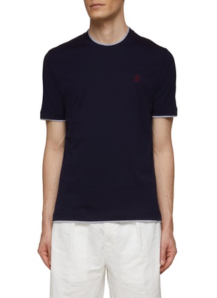Main View - Click To Enlarge - BRUNELLO CUCINELLI - Double Layer Cotton Logo T-Shirt