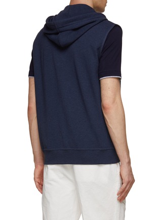 Back View - Click To Enlarge - BRUNELLO CUCINELLI - Two-Way Zip Sleeveless Drawstring Hoodie
