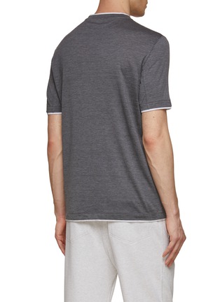 Back View - Click To Enlarge - BRUNELLO CUCINELLI - Double Layer Silk Cotton Blend T-Shirt