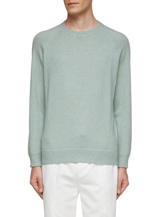 Main View - Click To Enlarge - BRUNELLO CUCINELLI - CREWNECK RAGLAN SLEEVE KNIT CASHMERE SWEATER