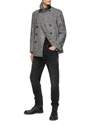 Figure View - Click To Enlarge - NEIL BARRETT - DOUBLE BREASTED SPECKLED COATING MILITARY PEACOAT
