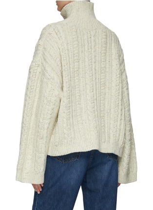 Back View - Click To Enlarge - TOTÊME - Melange Cable Wool Blend Knit Turtleneck Sweater
