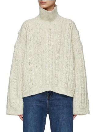 Main View - Click To Enlarge - TOTÊME - Melange Cable Wool Blend Knit Turtleneck Sweater