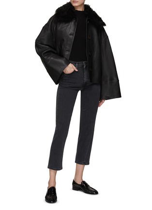 Figure View - Click To Enlarge - TOTEME - SHEARLING COLLAR WIDE SLEEVES LEATHER JACKET
