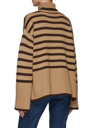 Back View - Click To Enlarge - TOTÊME - Striped Wool Blend Knit Turtleneck Sweater