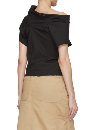 Back View - Click To Enlarge - MM6 MAISON MARGIELA - ASYMMETRIC NECKLINE SHORT SLEEVE TOP