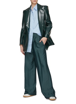 Figure View - Click To Enlarge - MM6 MAISON MARGIELA - PEAK LAPEL DOUBLE BREASTED FAUX LEATHER BLAZER