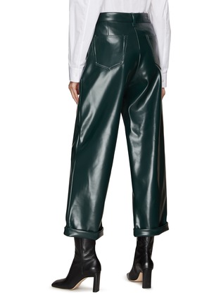 Back View - Click To Enlarge - MM6 MAISON MARGIELA - HIGH RISE FAUX LEATHER SUITING PANTS