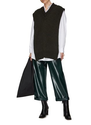 Figure View - Click To Enlarge - MM6 MAISON MARGIELA - HIGH RISE FAUX LEATHER SUITING PANTS