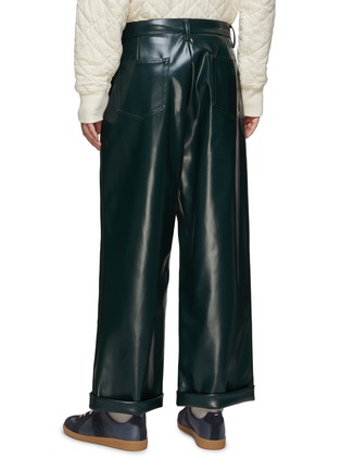 Back View - Click To Enlarge - MM6 MAISON MARGIELA - STRAIGHT CUFFED LEG COATED FAUX LEATHER PANTS